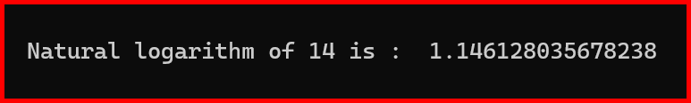 Picture showing the output of the math.log10 function in python